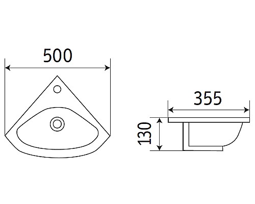 Раковина CeramaLux 50 78378 угловая Белая глянцевая Раковина CeramaLux 50 78378 угловая Белая глянцевая
