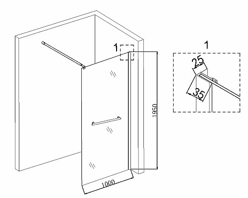 Душевая перегородка Niagara Nova 100 NG-661-10 профиль Хром стекло прозрачное