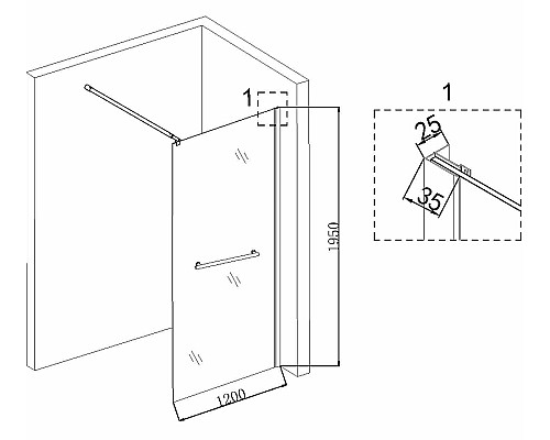 Душевая перегородка Niagara Nova 120 NG-681-12BLACK профиль Черный стекло прозрачное