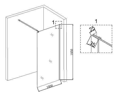 Душевая перегородка Niagara Nova 100 NG-683-10BLACK профиль Черный стекло прозрачное