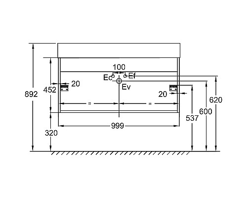 Тумба под раковину Jacob Delafon Vivienne 100 EB1668-E75-E75 подвесная Дуб давос натуральный