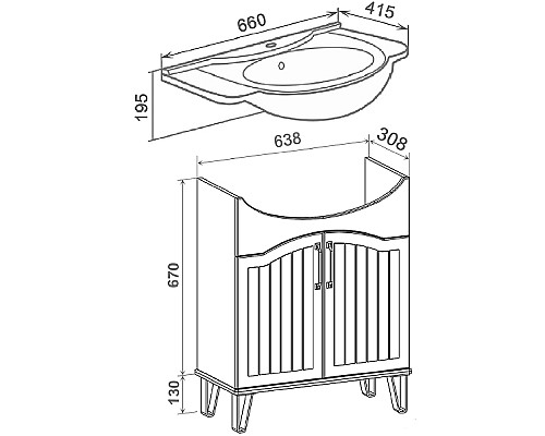Тумба под раковину Runo Марсель 65 00-00001200 Белая