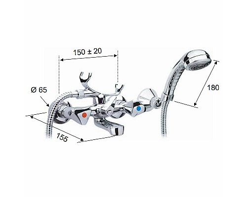 Смеситель для ванны Remer 1000-2000 02YG Хром