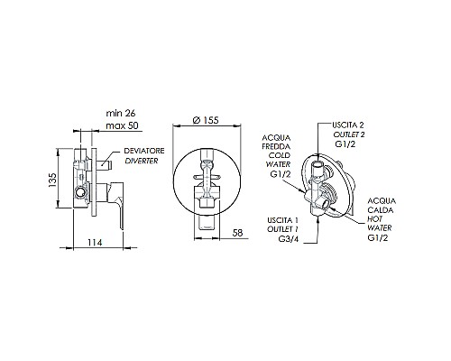 Смеситель для душа Remer Energy EY09 Хром