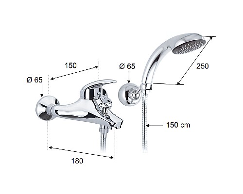 Смеситель для ванны Remer Ten T02 Хром