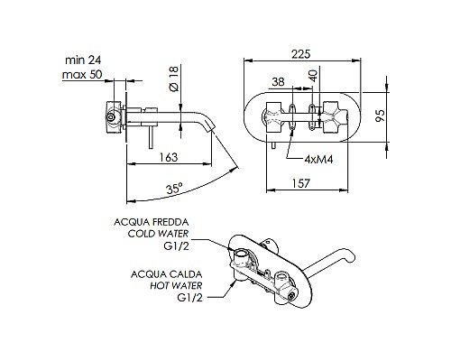 Смеситель для раковины Remer X-Style X15DO Золото
