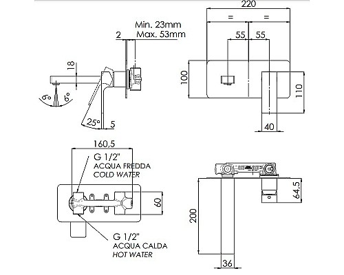 Смеситель для раковины Remer Absolute AU15NO Черный матовый