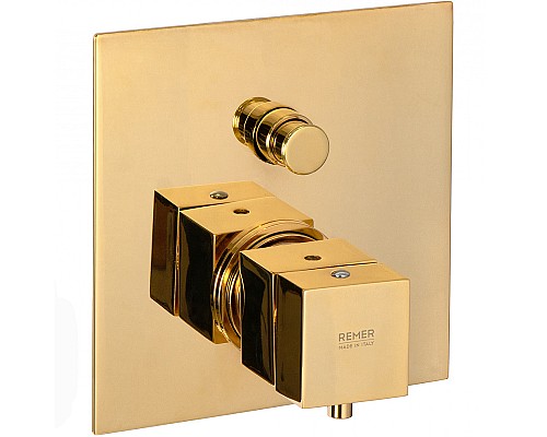 Смеситель для душа Remer Qubica Thermo QT09KBDO с термостатом Золото