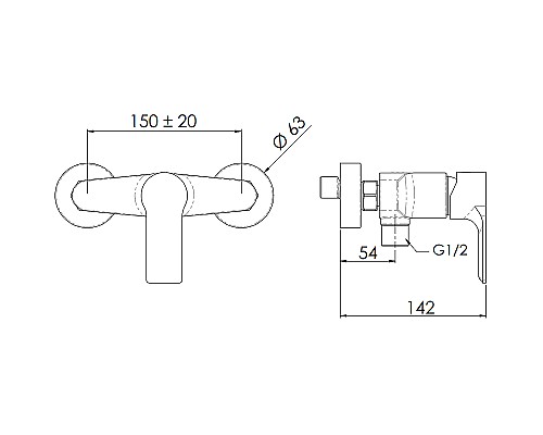 Смеситель для душа Remer Energy EY33 Хром