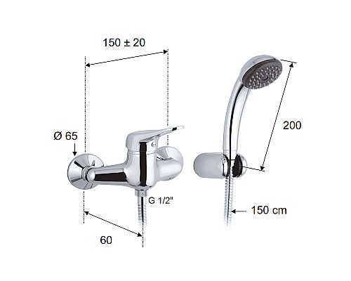 Смеситель для душа Remer Kiss K39 Хром