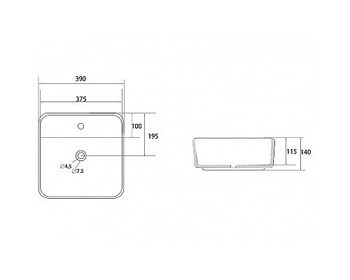Раковина Abber Rechteck 39 AC2215 Белая