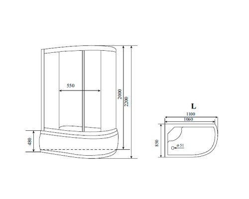 Душевая кабина Timo Standart 110х85 T-6610SL без гидромассажа