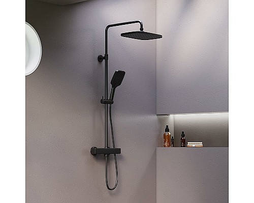 Душевая система Damixa Gala 953800300 с термостатом Черная матовая