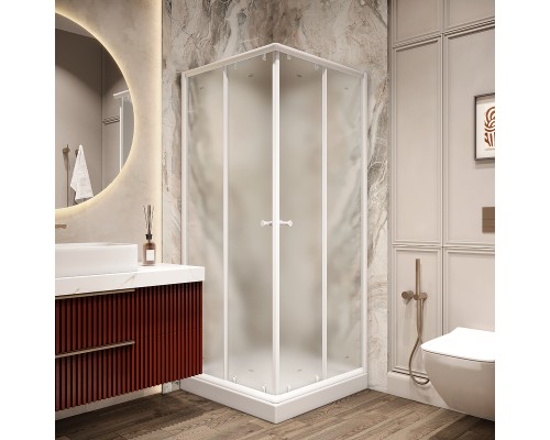 Душевой уголок Parly 80x80 ZFQ81 профиль Белый стекло матовое