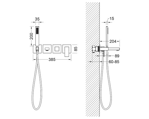 Смеситель для ванны Timo Selene 2014/03YSM Черный