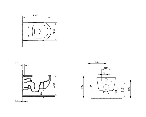 Унитаз Ambassador Abner 103T20001R подвесной Белый глянцевый без сиденья