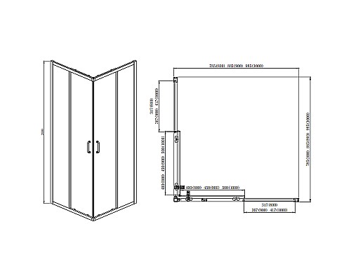 Душевой уголок Aquatek 100х100 AQ ARI KV 10020BL профиль Черный стекло прозрачное