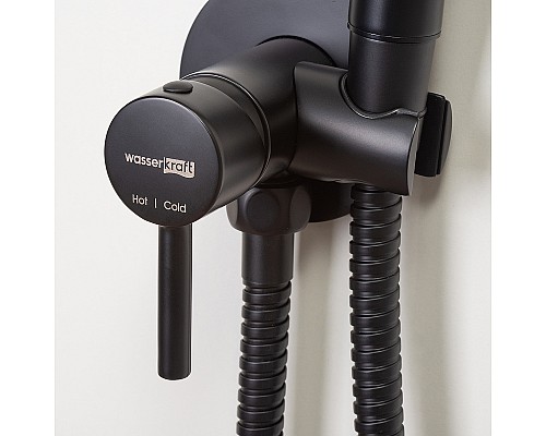 Гигиенический душ со смесителем WasserKRAFT A70638 Черный матовый