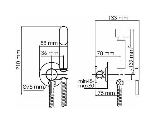 Гигиенический душ со смесителем WasserKRAFT A70638 Черный матовый