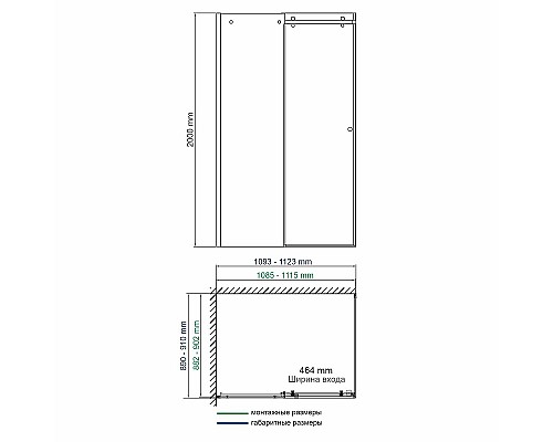 Душевой уголок WasserKRAFT Vils 110x90 56R15 профиль Хром стекло прозрачное