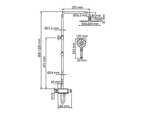 Душевая система WasserKRAFT A113.069.127.CH Thermo с термостатом Хром Белая