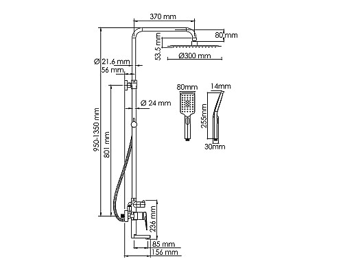 Душевая система WasserKRAFT A155.262.201.BG Золото матовое