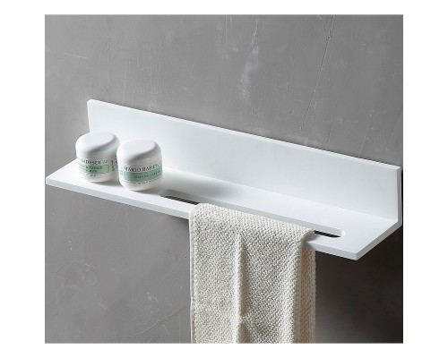 Полка из искусственного камня Abber Stein AS1655 с полотенцедержателем Белая