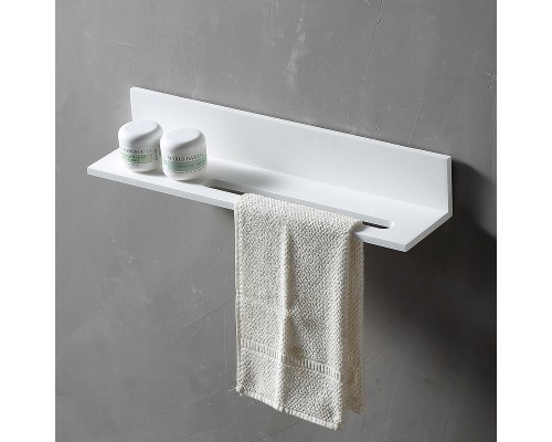 Полка из искусственного камня Abber Stein AS1655 с полотенцедержателем Белая