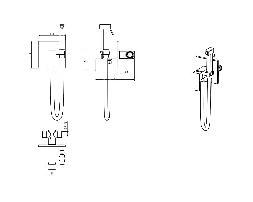 Гигиенический душ со смесителем Boheme Qubic 477-MW Белый матовый