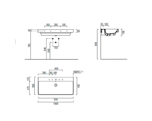 Раковина GSI Nubes 100 9623111 Белая