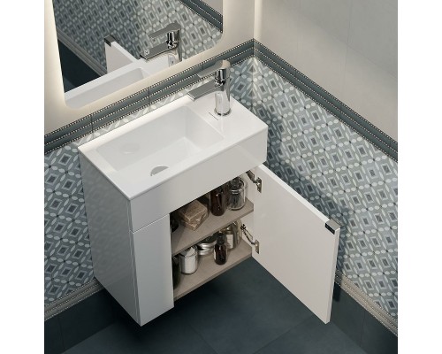 Тумба под раковину Kerama Marazzi Lato 50 подвесная Белая глянцевая
