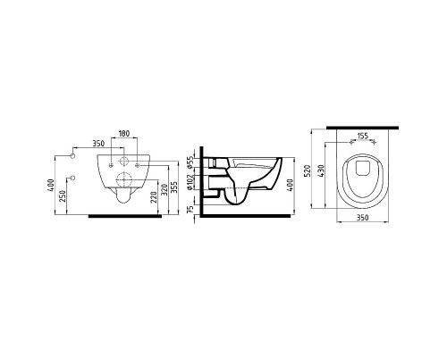 Унитаз биде beWash Melville HRKA052N3VP1W5SZ0 подвесной Белый с сиденьем Микролифт