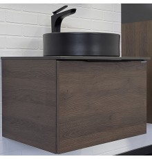 Тумба с раковиной Comforty Портленд 60 00-00013793 подвесная Дуб шоколадно-коричневый