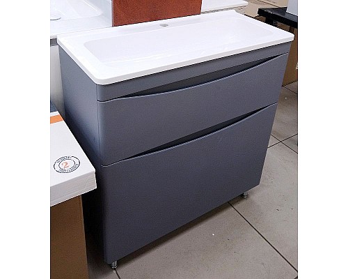 Тумба под раковиной Style Line Бергамо мини 90 Люкс Plus СС-00002362 Серая антискрейч Тумба под раковиной Style Line Бергамо мини 90 Люкс Plus СС-00002362 Серая антискрейч