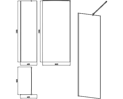 Душевая перегородка STWORKI Берген 60 MV-BE-60-CR профиль Хром глянцевый стекло прозрачное