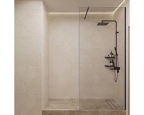 Душевая перегородка STWORKI Берген 100 MV-BE-100-BL профиль Черный матовый стекло прозрачное