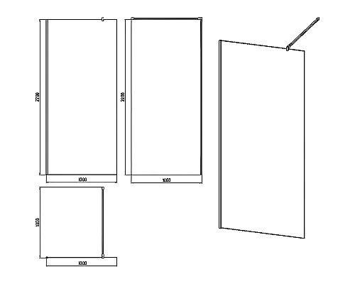 Душевая перегородка STWORKI Берген 100 MV-BE-100-BL профиль Черный матовый стекло прозрачное