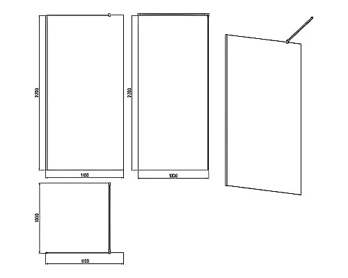 Душевая перегородка STWORKI Берген 110 MV-BE-110-CR профиль Хром глянцевый стекло прозрачное