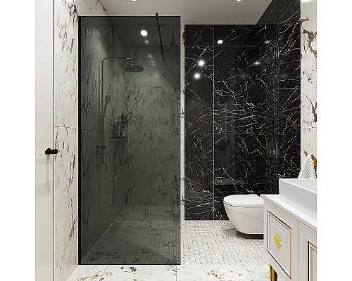 Душевая перегородка STWORKI Берген 90 MV-BE-90-BL-T профиль Черный матовый стекло тонированное