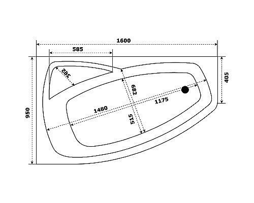 Акриловая ванна STWORKI Монтре 160x95 L Mn1600L без гидромассажа