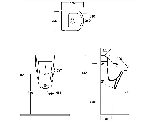 Писсуар Globo Forty3 FO029.BI подвесной Белый