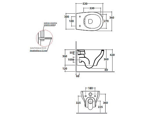 Унитаз Globo Grace GRS03.BI подвесной без сиденья