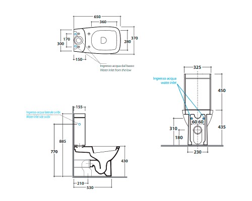 Унитаз компакт Globo Daily DA003.BI без бачка и сиденья