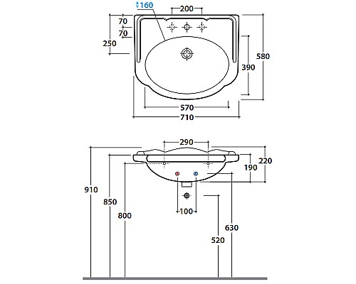 Раковина Globo Paestum 71 PA006.BI*1 Белая