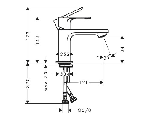 Смеситель для раковины Hansgrohe Rebris E 72554000 Хром