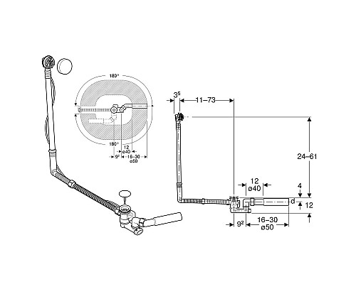 Слив-перелив Geberit Uniflex 150.525.21.6 полуавтомат Хром глянцевый