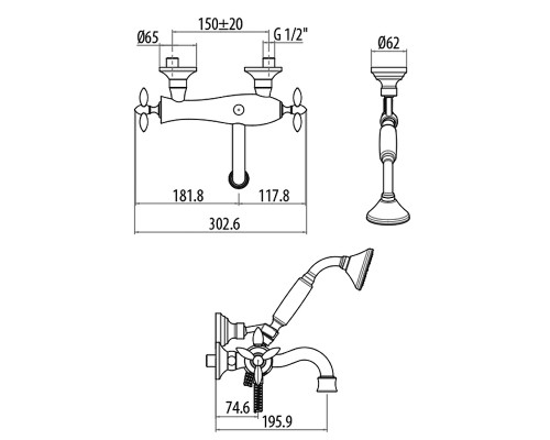 Смеситель для ванны Gattoni Timor 1800118D0oro Золото 24 карат