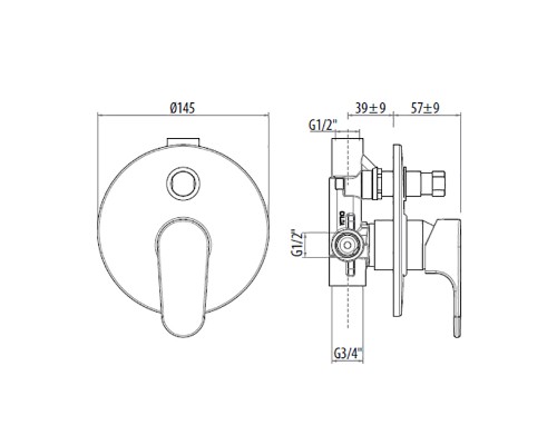 Смеситель для душа Gattoni H2Omix1000 1034/10C0 Хром