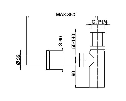 Сифон для раковины Cisal ZA00404240 Черный матовый Сифон для раковины Cisal ZA00404240 Черный матовый