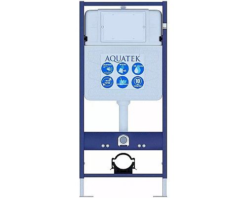 Комплект унитаза с инсталляцией Aquatek Set Aquatek Вега cmp-017 с сиденьем Микролифт и Черной матовой клавишей смыва